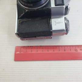 Фотоаппарат "Зенит-Е" в сумке со вспышками "Saulute" и "Unomat B24", работает "Unomat B24", СССР. Картинка 18